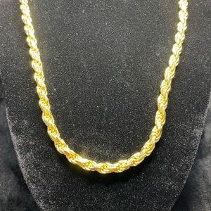 10k gold vermeil men diamond cut rope chain 5mm thick heavy Italian 925 no fade